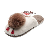 Women Slippers Female Short Plush Indoor Cotton Shoes Ladies Warm Non-Slip Animal Prints Cartoon Women's