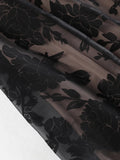 New Summer Black Lace Hook Flower Sexy Women Dress Sleeveless Sling A-line Long Dress Fashion Evening Party Women