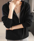 Autumn And Winter New Japanese And Korean Lazy Style Hooded Zipper Cardigan Women's Loose Thin Sweater