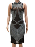 see through rhinestone bodycon summer dress women Glitter mini club birthday party dress womens evening dresses