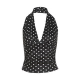 Summer New Women's Dress French Wave Dot Hanging Neck Vest Women's Sports Body Straight