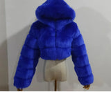 Fur Imitation Fox Stitching Hooded Long