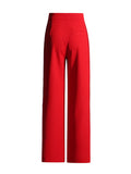 Zingj Spring New Fashion Temperament Pure Color High Waist Straight Tube Side Diamond Decoration Splicing Advanced Sense Long Suit