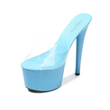 Zingj New Model Shoes Super High Heels 17CM Thin Heel Waterproof Platform Sandal Female Transparent Crystal Shoes Wedding