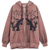 new hot sale angel print zipper hoodies women's autumn loose loose wild European and American hip-hop lovers sweatshirt