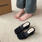 Beach Looks Good Black Slope And Flip-Flops Women's Summer Wear 2025 New With Skirt Thick Bottom Cold