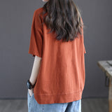 T-shirt 100% Cotton Short Sleeves Korean Fashion Loose Plus Size Female Top Round Neck Pullover Women's Clothing