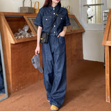Zingj Chic Temperament Suit Female Summer New Short-Sleeved Shirt Floor Jeans Pants Casual Two