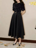 Fashion Temperament Dress Women 2025 Spring New Cane Splicing Long Dress Body High-End Women's