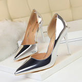 Zingj High Heels Simple Thin Heel Metal With High Heel Shallow Tip Side Hollow Out Sexy Single