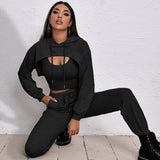 Autumn/Winter Hoodie Loose Vest Hoodie Sports Slow Running Three-Piece Suit