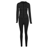 Women 2 Piece Set Fitness Plain Color Zipper Up Hoodies Skinny Leggings Sporty Sweatpants Matching Outfits