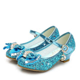 Kids Shoes for Girls Children Girls Shoes Butterfly Knot High Heel Princess Shoes Glitter Leather Party Dress