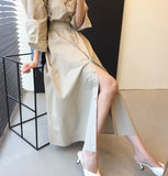 Vintage Full Sleeve Shirt Dress Autumn Slim Waist Ladies A-line Dress Vestidos Femme