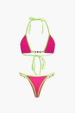 Vintage Pearl Detail Halter 2 Piece Bikini