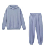 2021 Women Hoodies and Sweatpants White Tracksuits Female Two Piece Solid Color Pullovers Jacket Lounge Wear