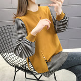 Zingj Dress 2024 New Loose Coat Sweater Knit Bottom Shirt Jacket Korean Version Fake Two Sets Of Women's Hoodie-Outfit