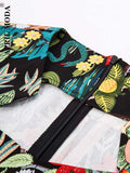 Retro Vintage 50s Party Sheath Bodycon Dress Floral Print Work Wear Office Women Knee Length Hips Wrapped Pencil