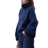 Zingj Winter New Hot Style Atmosphere Sense Small Small Soft Waxy Thick Gentle Korean Lazy Wind Turtleneck Sweater-Outfit