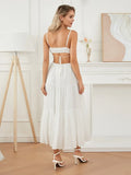 Ruched Tie-Up Strappy Maxi Dress-Outfit