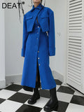 Fashion Women's Irregular Hollow Out Woolen Coat Long Sleeve Lapel Patchwork Overcoat Tide Autumn Winter 2023 New