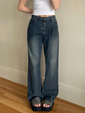 Waist Jeans Women Baggy Jeans 2022 New Fashion Straight Leg Pants Y2k Denim Trousers Vintage Loose Blue Washed Mom