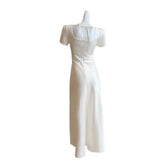Small White Dress Engagement Dress 2025 New Simple Trend Of The Set Of Cream Design White Square Collar Daily