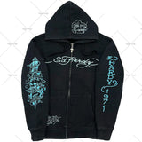 Zingj Popular Hip Hop Zipper Hoodies Men Y2K New Harajuku Vintage Sweatshirts Punk Rock Plus Size Loose Anime Hoodie Cardigan 1215-0-Outfit