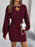 Shooting 2025 Autumn And Winter Pure Color Lantern Sleeve Bag Hip Sweater Skirt Women's