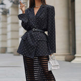Spot 2025 Spring New Women's Fashion Temperament Polka Dot Lapel Long Sleeve Suit