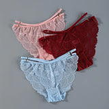 Lace Panties Ice Silk Seamless Panty Women Low Rise Sexy Transparent Floral Briefs Soft Cotton Crotch Underpants