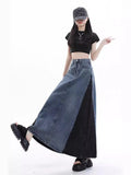 Zingj Design Sense Retro Thin Color Denim Skirt Tall Cover Meat High Waist Color Skirt Female Spring And