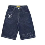 Casual Jeans Summer Street Hip-Hop Fashion Brand Letter Printed Denim Straight Shorts