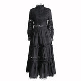 French Retro Style Suit 2025 New Lace Neckline Hollow Bare Waist Solid Dress Two Sets Of Female
