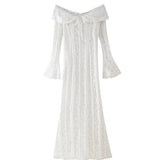 Women's Dress 2025 New Fashion Elegant Sexy One-Word Shoulder Lace