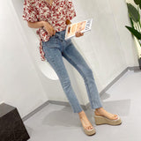Wear Women's Spot Style Transparent Glass Glue Fashion Slope Heels Weave Thick-Soled Cool