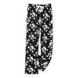 Womens Fuzzy Pajama Pants Sleepwear Skull Print Elastic Waist Long Pants Thickened Nightwear Halloween Lounge