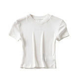 Zingj New Summer Color Slimming, Short-Sleeved, Round-Necked, Chest-Wrapped T-Shirt, Sports, Fitness, Solid
