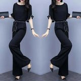 Trousers Suit Women's Summer 2025 New Female Summer Temperament Chiffin High-Rise Thin Oceany Casual Two