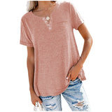 Zingj And Summer New Top V-Neck Short-Sleeved Pocket Loose T-Shirt Women-Outfit