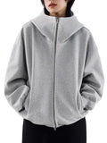 Zingj Silhouette Air Layer Gray Hooded Sweater Coat Men And Women Autumn Winter New Loose Heavy Cardigan