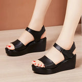 Summer New Thick-Soled Sandals Women's 6Cm Slope Heel Sandals Middle Heel Waterproof Table Large Size Comfortable Muffin Fishmouth