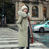 Long Two Wear Cotton Dress Korean Version Over The Knee Pie To Overcome The Slim Hair Collar And Velvet Padded Clothes Female 2023 Unloading Windbreaker-Outfit