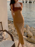 Spring Women Sexy Party Backless Midi Dress New Slim Mesh Sleeves Female Fashion Beach