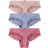 3PCS/Set Lace Cotton Panties Women Sexy Bow Briefs Soft Lingerie Female Briefs Panty Women's Underpants