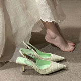 Salt Blue Sense French Temperament Baotou Sandals Women 2025 Spring And Summer New Fine Heel Head Back Empty Single
