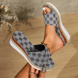Zingj Summer New Ladies Slope With Thick Bottom Fish Mouth Slippers Large Size High Heel Cool Slippers