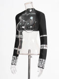 2025 Spring New Fashion Heavy Industry Water Diamond Inlaid Design With High-End Sense Long-Sleeved Ultra-Short Suit