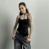 Zingj Summer Women's Solid Color Slim Fashion Hanging Neck Sling Sexy Back Vest Female-Outfit