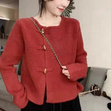 Chinese Style Lazy Wind Button Sweater Sweater Girl 2024 Spring New Korean Sweater
